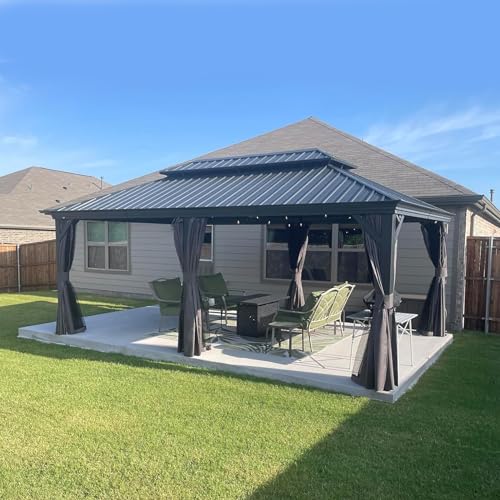 Domi 12'x18' Hardtop Gazebo Canopy Metal,Outdoor Aluminum Gazebo with Galvanized