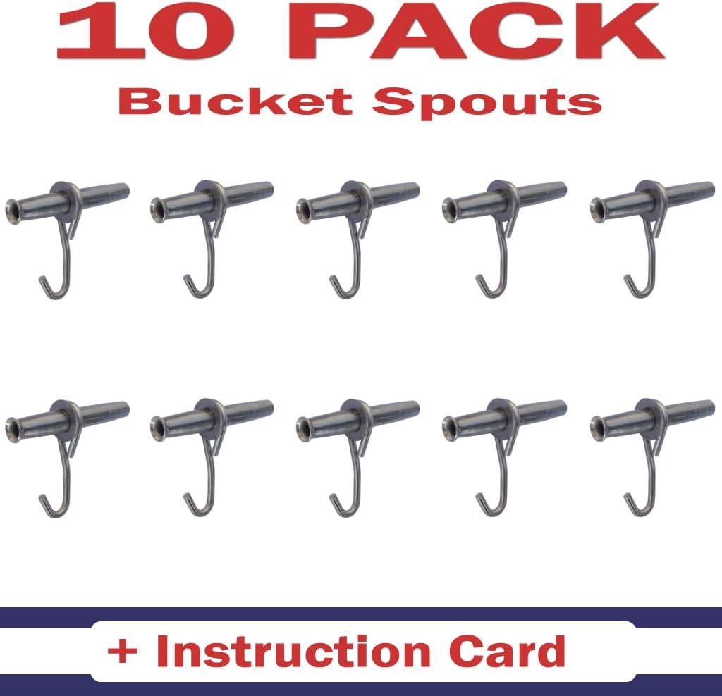 5/16" Stainless Steel Maple Spouts with Hooks – Premium Tapping Spiles for Collecting Sap & Making Maple Syrup (10)