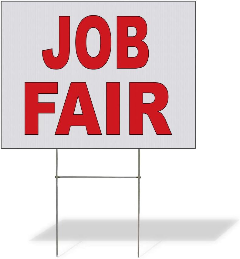 Fastasticdeals Weatherproof Yard Sign Job Fair Red B Lawn Garden 24x18 Inches 2 Sides Print
