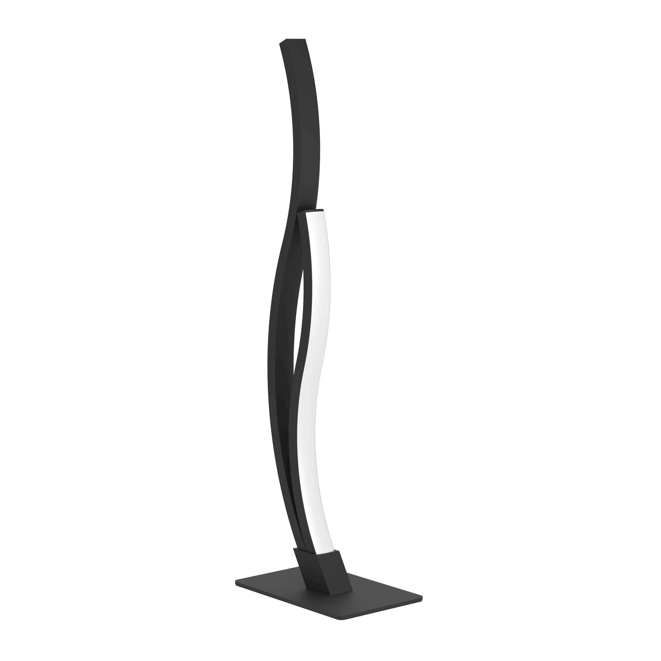 Eglo Grisolia Lampada da comodino a LED, lampada da tavolo curva, decorazione per camera da letto, soggiorno, in metallo e plastica di colore nero, luce bianca neutra, H 45,5 cm