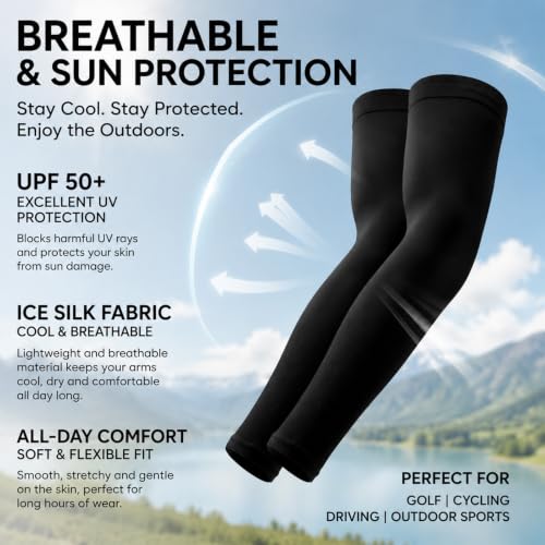 Xotectrix 2 Paires Manchette Bras Sport Unisexe,protection Bras UV, Couvre Tatouage Basketball Tennis Course, Bord Couture Plat Elastique Sans LaTeX,noir – vue 4