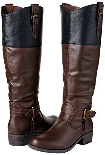 Rampage Women's Ivelia Fashion Knee High Casual Riding Boot, Brown/Black, 7.5 M US
