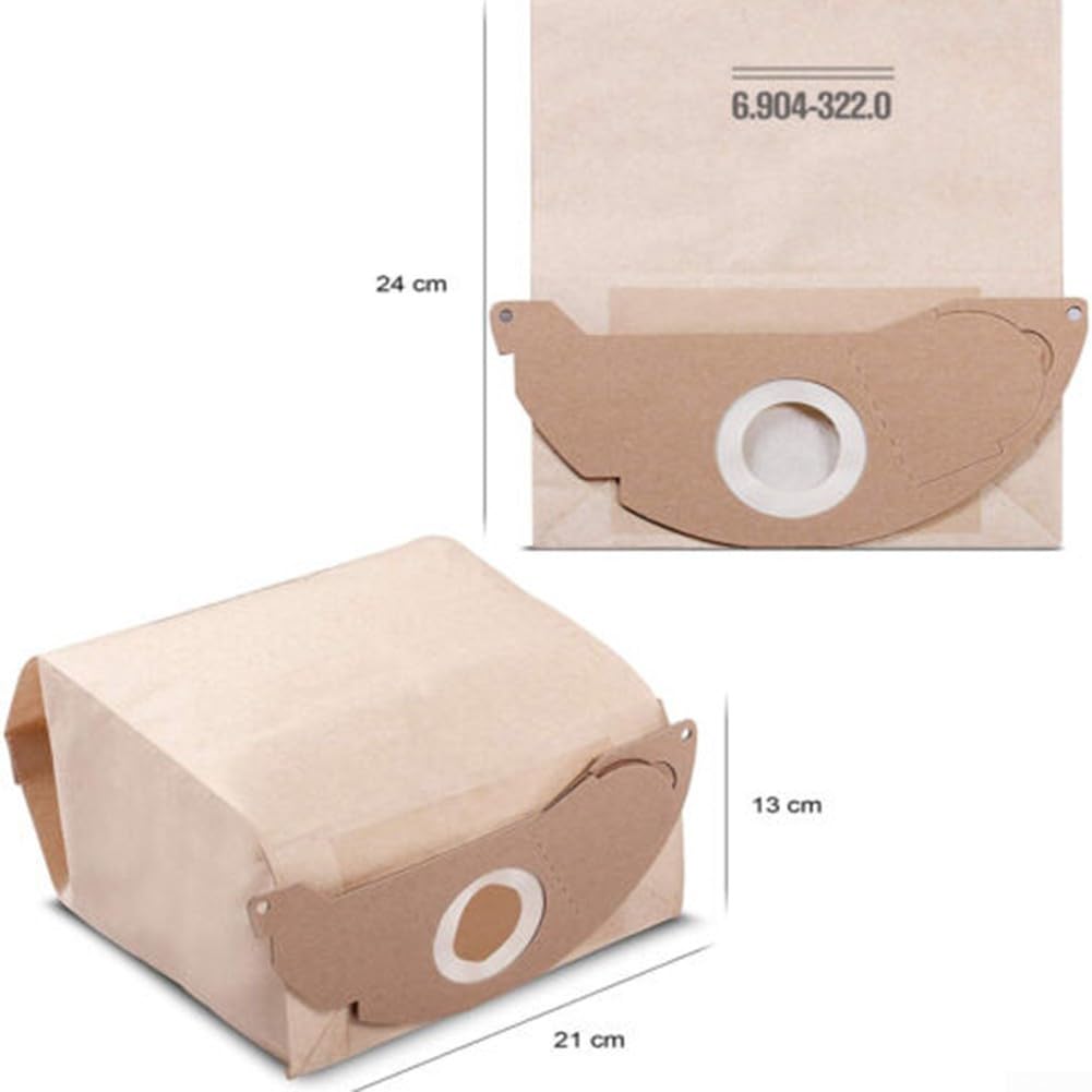 Lot de 12 sacs à poussière pour aspirateurs Karcher WD2 WD2.200 MV2 A2004 6.904-322.0 - Pièces de rechange pour aspirateur humide et sec, 10 sacs à poussière, 2 filtres à cartouche