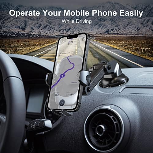 Amazon Brand - Eono Car Phone Holder, Support Telephone Voiture Ventouse, 3 in 1 Phone Holder for Car Dashboard Windscreen Air Vent, for iPhone 12/ 13/ 14 Plus Pro Pro Max etc