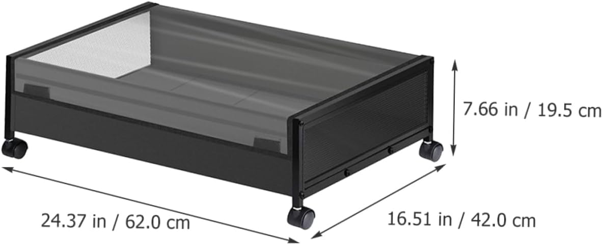 Mobestech Bed Storage Box Wheels Multifunctional Storage Organizer for Clothes Toys and Books Black Lid Dustproof and Space-Saving Design