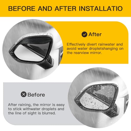 Image of 2PCS Car Rearview Mirror Rain Covers, Side Mirror Rain Guard, Durable, Effectively Blocks Rainwater, Maintains A Clear View, And Is Suitable For Most Car Models (Black carbon fiber, 2PCS)