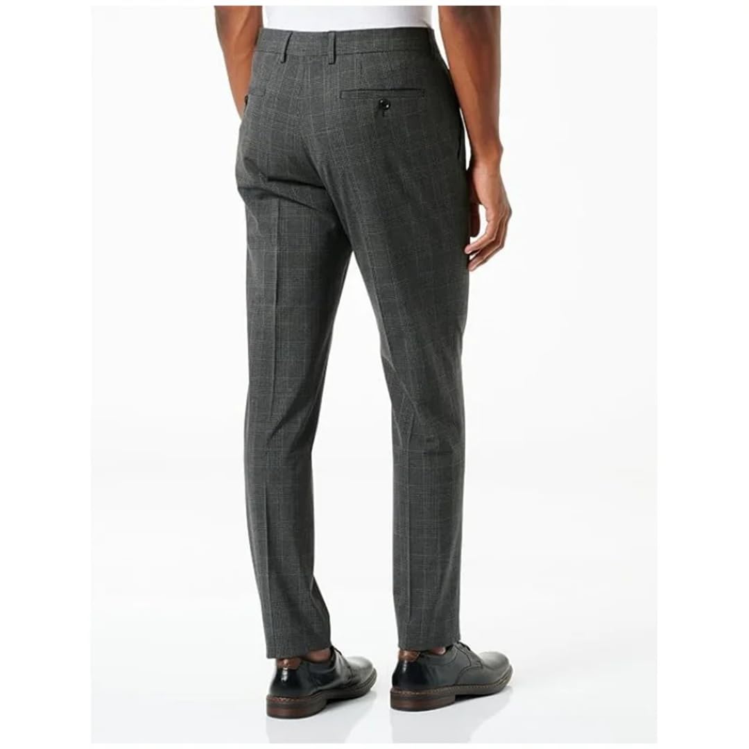 Pantalones de vestir para hombre, ajustados/clásicos, tela elástica, para oficina, boda, ropa formal (ajuste de talla libre)
