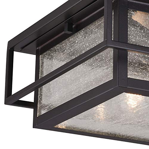 Vaxcel Hyde Park Bronze Mission Square Outdoor Flush Mount Ceiling Light Clear Glass #TOP2
