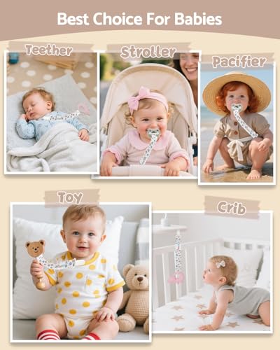 Image of ALVABABY Pacifier Clips 8 Pack Pacifier Binky Paci Holder Leashes for Baby Teethers 8DP18A