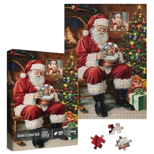 Larkipuzz Vintage Santa Snow Globe Jigsaw Puzzle 1000 Piece For Adult cover