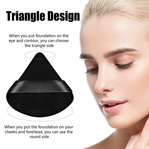 Pimoys 4 Pieces Powder Puff Face Makeup Sponge Triangle Powder Puff For Loose Powder Body Powder, Cosmetic Foundation Sponge Velour Setting Powder Puff Wet Dry Beauty Makeup Tool, Black #TOP1