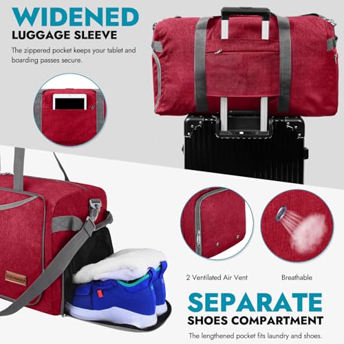 Image of Canway 115L Travel Duffel Bag, Foldable Weekender Bag with Shoes Compartment for Men Women Water-proof & Tear Resistant