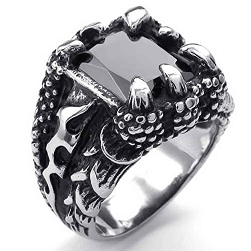 Bague dragon en acier chirurgical et détails sculptés punk pour homme