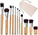 Produktbild VOANZO 11 stücke Make-Up Pinsel Set Natürliche Bambus Weiche Synthetische Make-up Pinsel Set Concealers Lip Lidschatten Blending Pinsel Kit mit Reisetasche