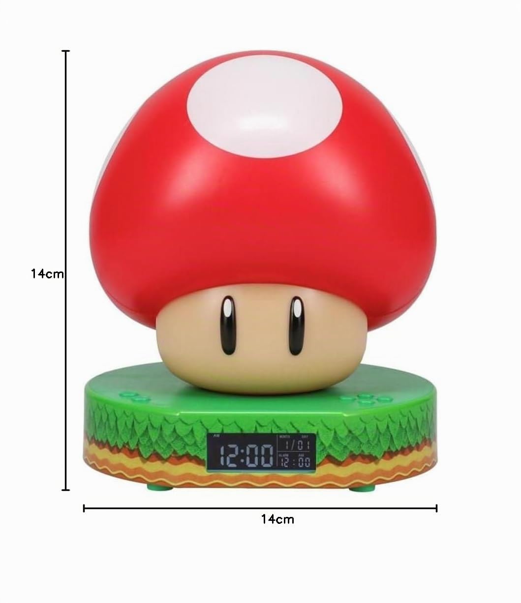 Paladone Réveil Digital Champignon Super Mario Brothers - Marchandise Nintendo Officielle, Sons de Power Up, Réveil pour Enfants & Accessoires de Chambre