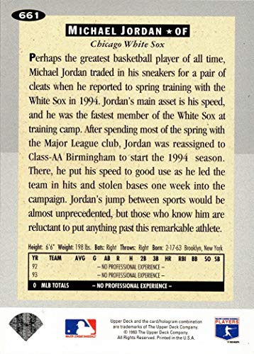 1994 Upper Deck Collector's Choice Baseball #661 Michael Jordan Rookie Card