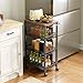 HOOBRO 4-Tier Serving Trolley with Wheels and Adjustable Feet, Rolling Trolley, Narrow Storage Trolley, Bar Cart, for Kitchen, Lounge, Dining Room, Bathroom, Rustic Brown and Black EBF72TC01