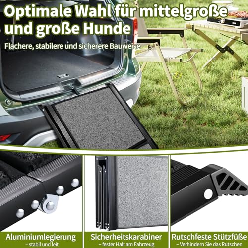Gimars 180 cm Extra Lange Hunderampe, Tragbare & Faltbare Rampe für Hunde, rutschfeste Hunderampen für Autos, LKWs und SUVs, Hunderampe Auto Klappbar für große und mittelgroße Hunde bis zu 110 kg
