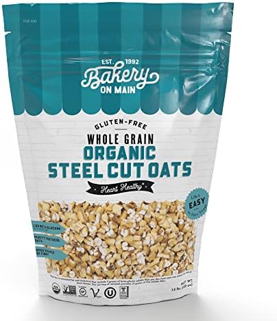 Bakery On Main Organic Oats - Gluten Free Steel Cut Oats - Non-GMO, Preservative-Free Steel Cut Oats for Breakfast, Baking - 7.5 lb. Bag (Pack of 2)