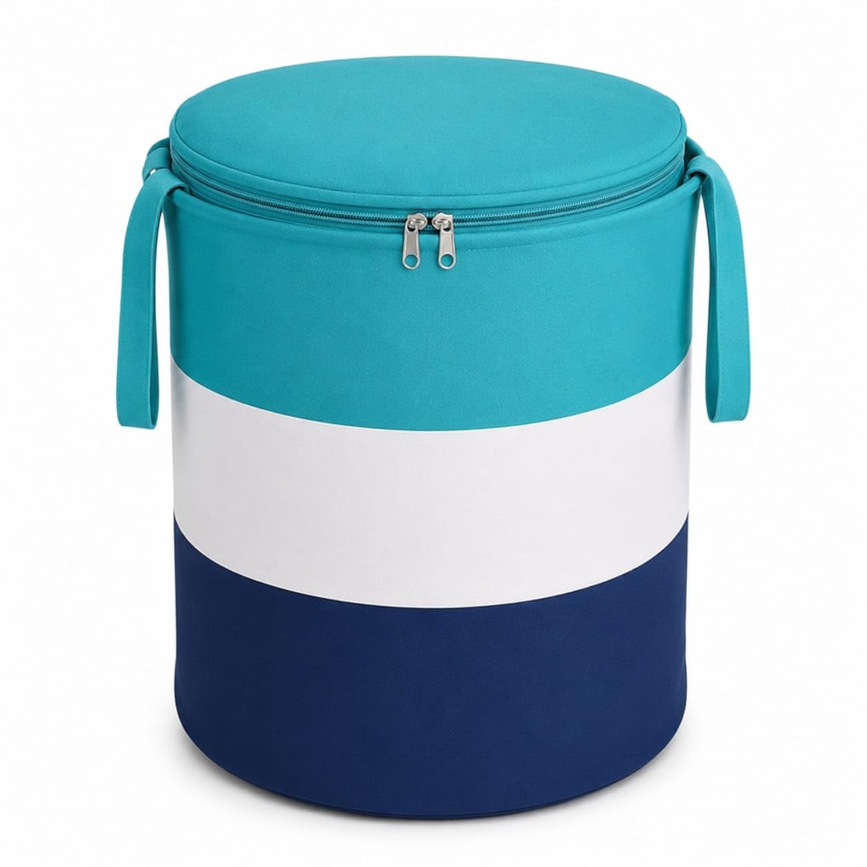45L Foldable Laundry Bag with Zipper Lid & Handles | Non-Woven Clothes Storage Basket for Laundry, Toys & Wardrobe Organization | Cylindrical Hamper (1, Multicolor-3)-image-1
