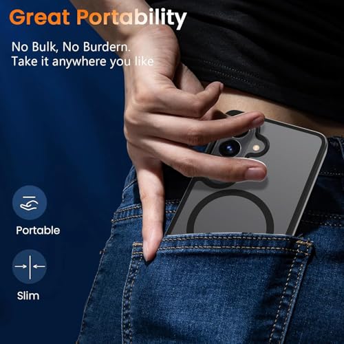 Image of Elzzi Magnetic Guard Case for Samsung Galaxy S26 Plus Cover, Compatible with MagSafe Translucent Matte Hard PC + TPU Hybrid Back Cover, Slim Shock-Resistant Anti-Scratch Protective Case (Black)