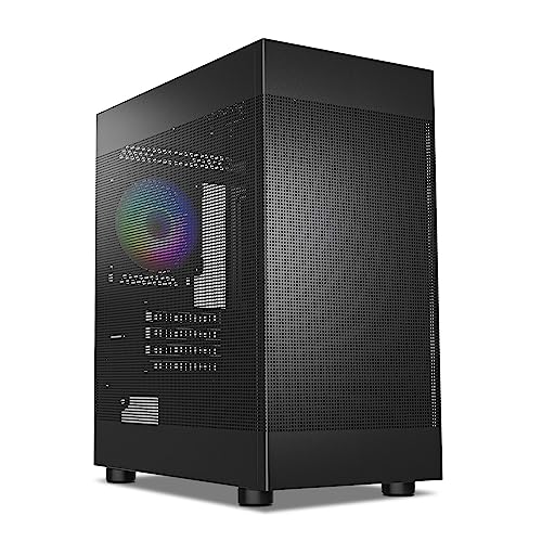DARKROCK MH200 Black PC Computer Case for Office&Gaming Compact Mid-Tower Micro ATX Mini ITX High-Airflow Mesh Front & Side Panel Top 240mm Radiator Support Type-C Ready, ARGB 120mm Fan Pre-Installed