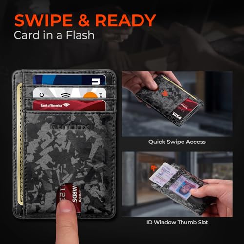 Image of RUNBOX Slim Minimalist Front Pocket RFID Blocking Leather Wallets for Men and Women Card Holder Wallets Gifts for men