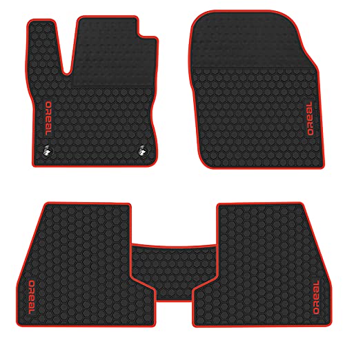 biosp Car Floor Mats Replacement for Ford Focus 2012-2018 Front and Rear Heavy Duty Rubber Liner Set Black Red Vehicle Carpet Custom Fit-All Weather Guard Odorless
