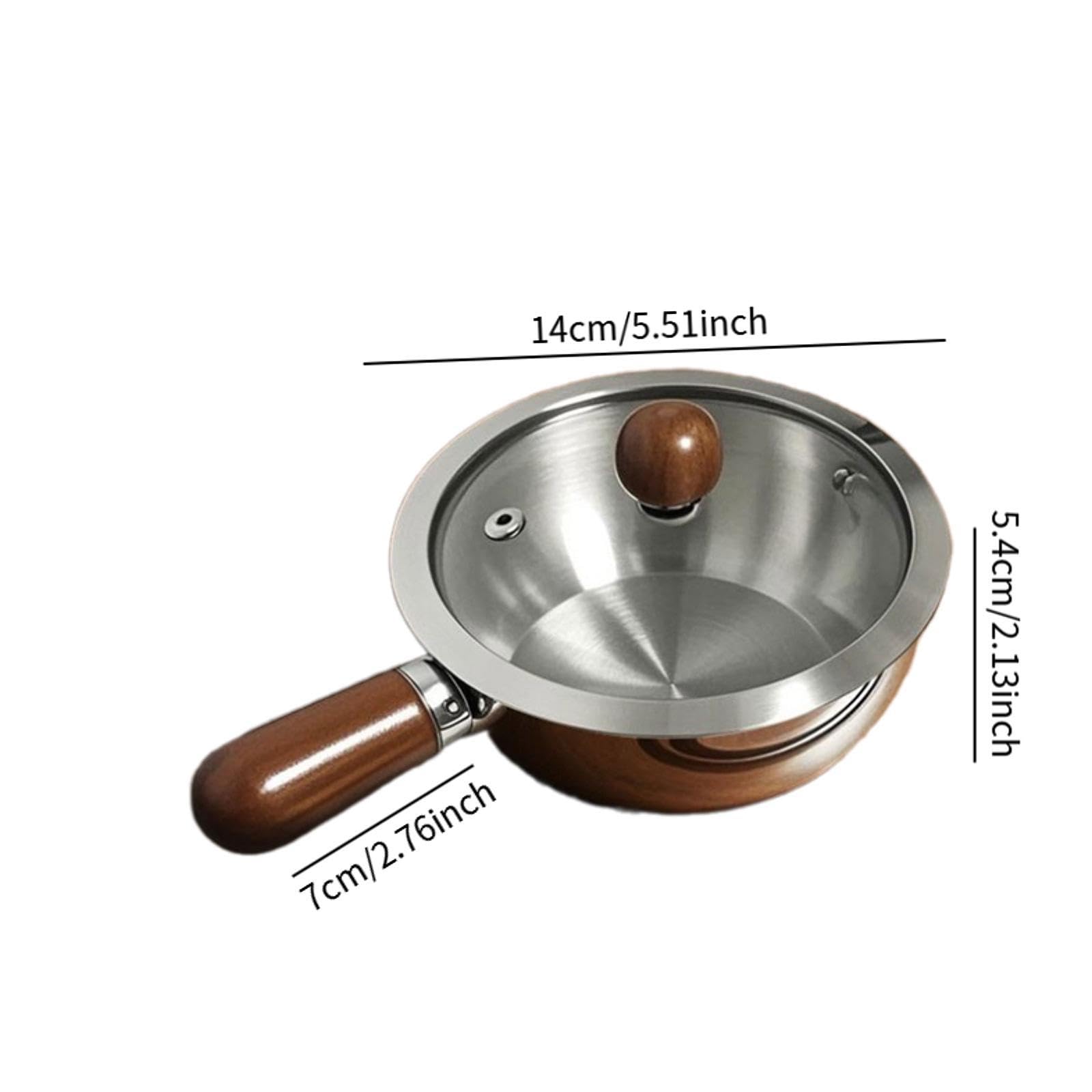 Generic Mini Hot Milk Pot Butter Melting Pot for Boiling Kitchen Cooking Tools Portable Stainless Steel, Butter Warmer Small Saucepan, Silver with Lid