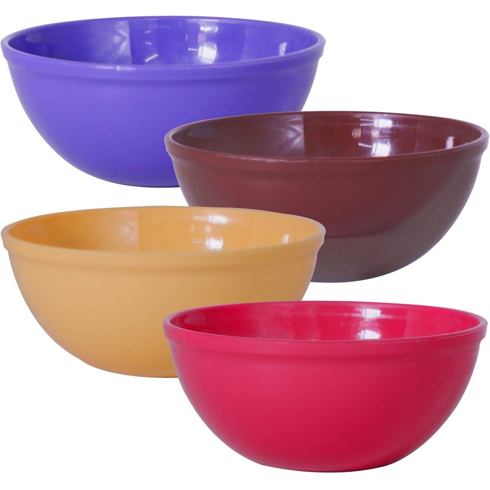 Wonder Plastic Sigma 1000 Microwave Bowl Set, 4 pc Mixing Bowl 650 ml, Yellow Brown Violet Red Color, Made in India, KBS02238