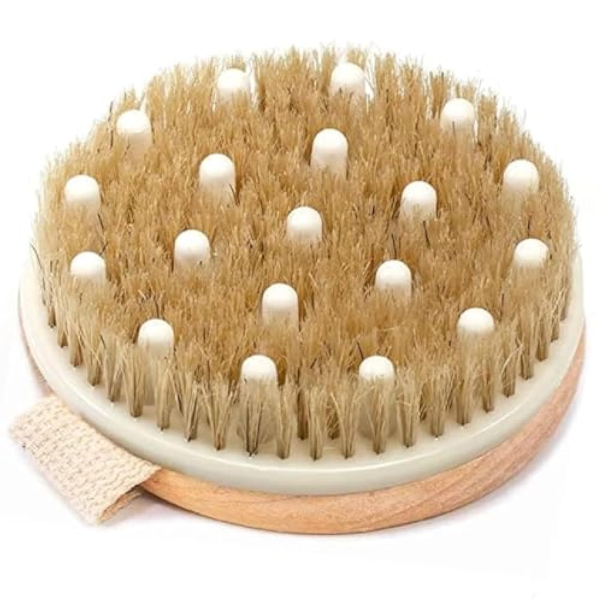 Round Wooden Body Brush with Hand Strap