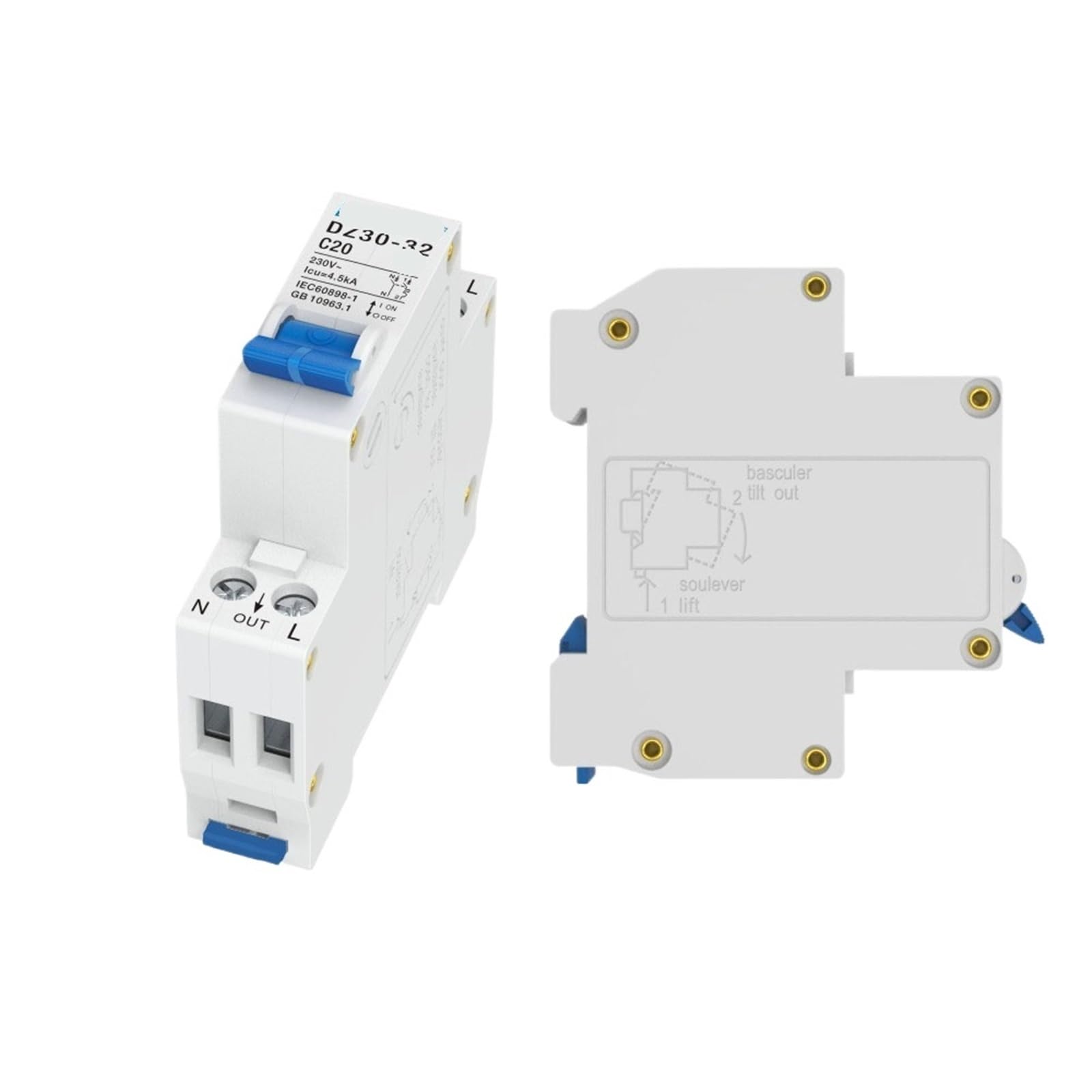 DZ30-32 1P+N Mini Circuit Breaker MCB Din Rail Mounting Cutout Miniature Air Thermal Magnetic Switch 1Pcs(25A)