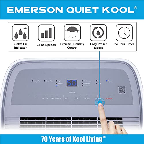 Emerson Quiet Kool 50 Pint Smart Dehumidifier With Built-In Vertical Pump, Wi-Fi, Voice Control, And 24-Hour Time, Ideal For Bathrooms, Basements, And Bedrooms #TOP2
