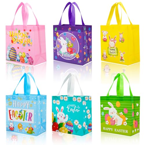 JWSCYSY 6Pcs Easter Non-woven Bags with Handle, Happy Easter...