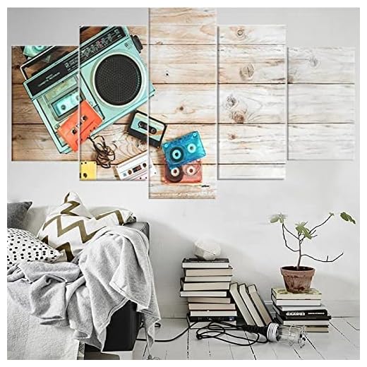 Cuadro En Lienzo Decoracion 5 Piezas Hd Imagen Impresiones En Lienzoradiocasete Lienzo Grandes Xxl Murales Pared 5 Paneles De Pinturas De Obras De Arte Moderno (Xxl/Sin Marco 200 X 100 Cm) -3V0M-O0
