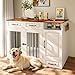Heavy Duty Dog Crate Furniture for Medium Dogs, Wooden Dog Kennel Indoor with Storage Drawers, Cabinet, Feeder, Hooks, Decorative Dog Crate TV Stand & End Table