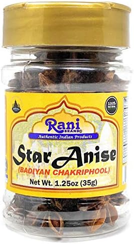 Rani Star Anise Seeds, Whole Pods (Badian Khatai) Spice 1.25oz (35g) PET Jar ~ All Natural | Gluten Friendly | NON-GMO | Vegan | Indian Origin
