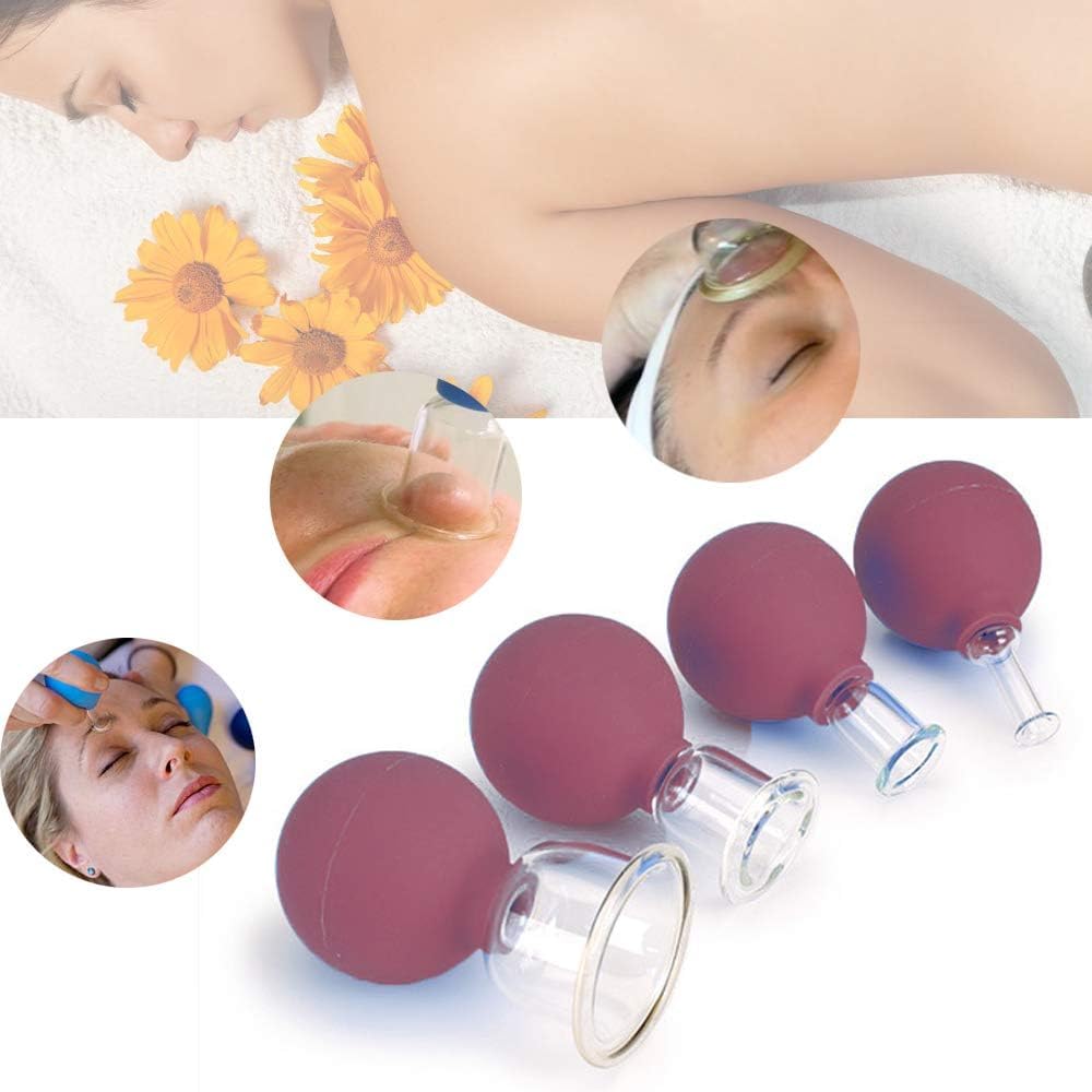 Set professionale per massaggio facciale (confezione da 2) in silicone con ventosa per massaggio viso, anticellulite, terapia linfatica, set per occhi, viso e corpo