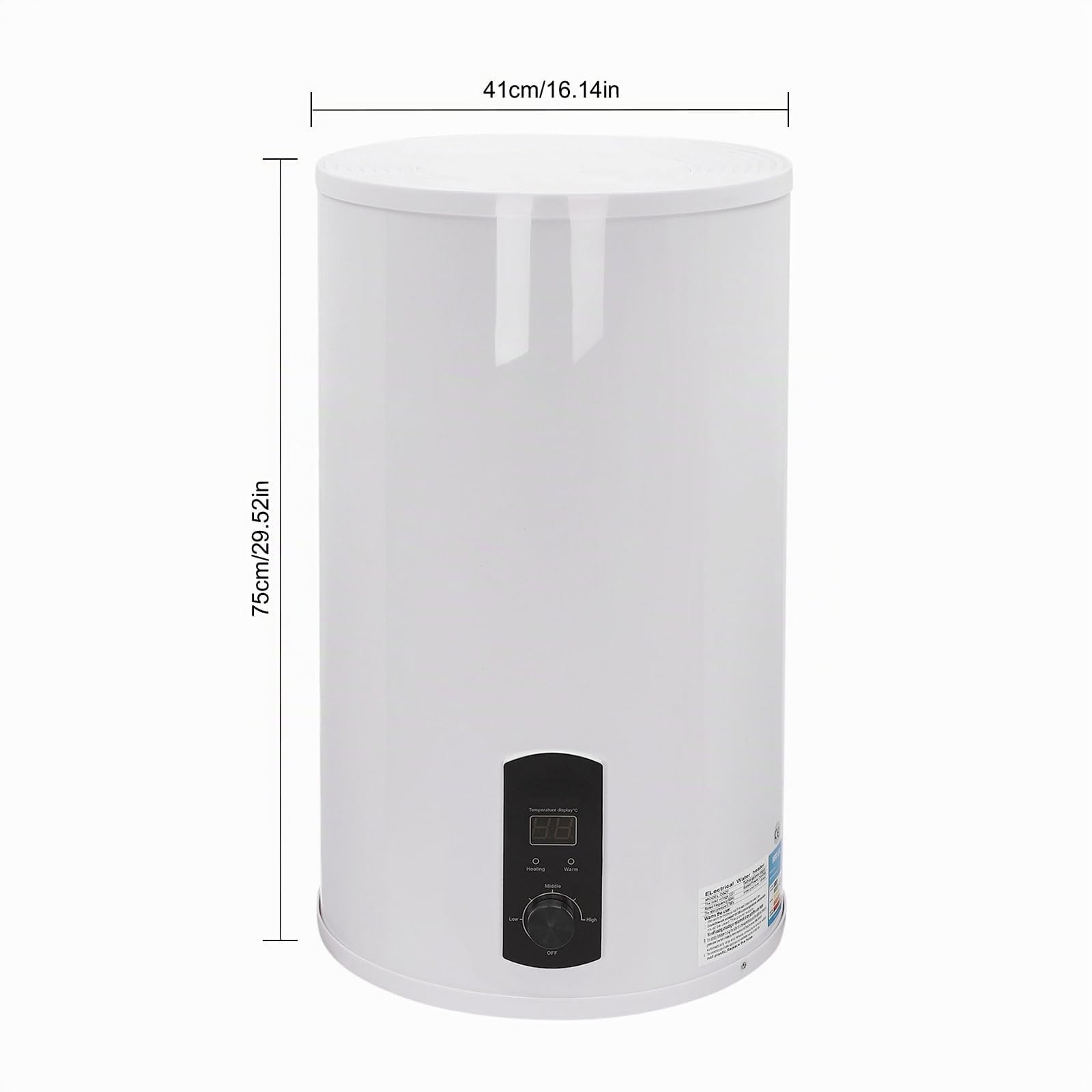 Scaldabagno Elettrico 35/50/60/70 Litri, Boiler Elettrico da Parete 2000W, Max. Temp 75°C, 220V, Verticale, Serbatoio in Acciaio Smaltato, Scaldacqua Elettrico Bagno e Doccia (70 Litri)