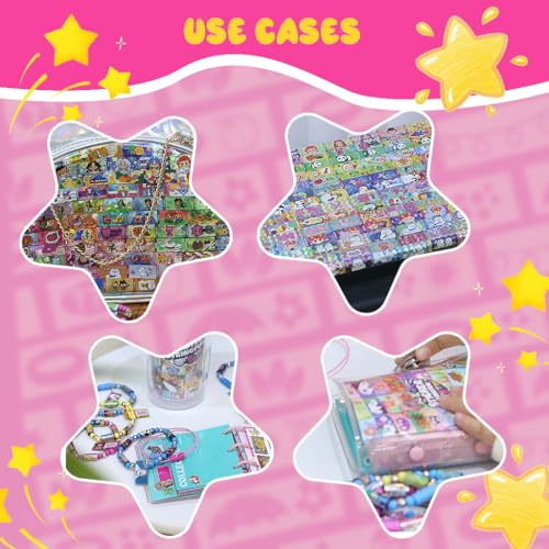 Image of PATPAT 190Pcs DIY Sticky Rolls Bracelet Kit, Fun Sticker Roll Bracelet for Girls Stylish with 190 Mini Stickers, Assorted Beads & Charms, Friendship Bracelet Making Set Birthday Gift for Kids