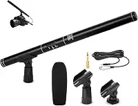 Microfone Direcional, 5V, Interface 3.5mm, Intervalo de Frequência 40-20Hz, Microfone Super Uni Direcional para Entrevista, 5M, Reduz O Ruído E adequado para Câmeras E Telefones Celulares