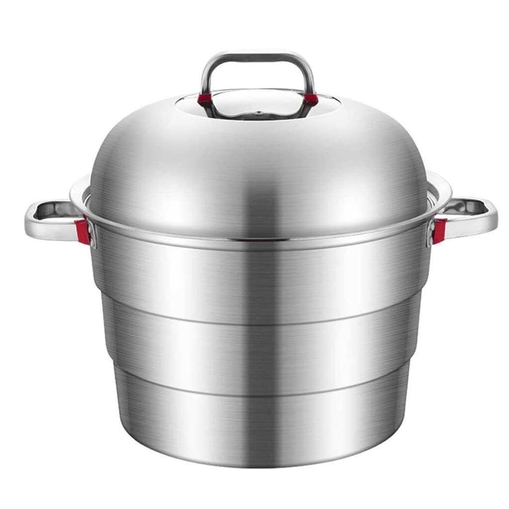 GTHTUHFD 3-Tier Stainless Steel Steamer Pot Multi-Layer Boiler Pot With Tempered Glass Lid, Cookware Pot With 2 Steaming