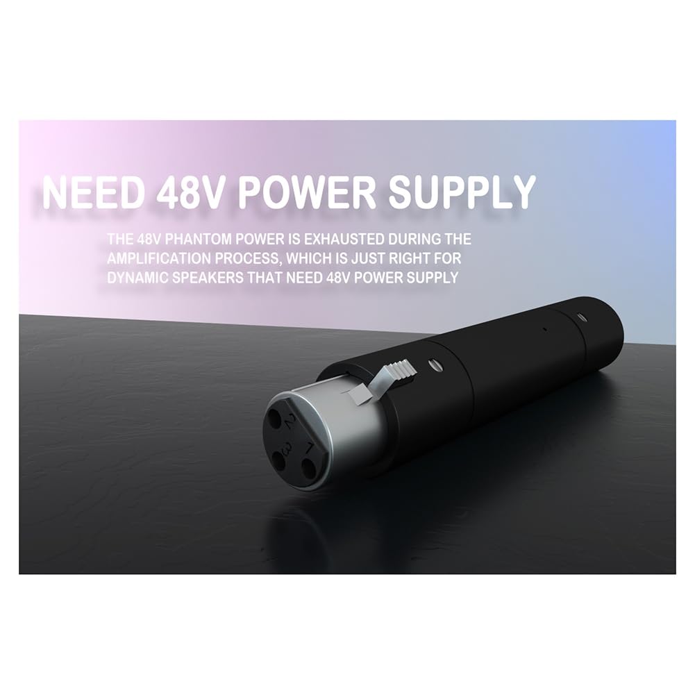 Professioneller Phantomspeiseadapter XLR 3-polig 48 V für dynamisches Mikrofon, Vorverstärker-Adapter auf Verstärkung 28 dB