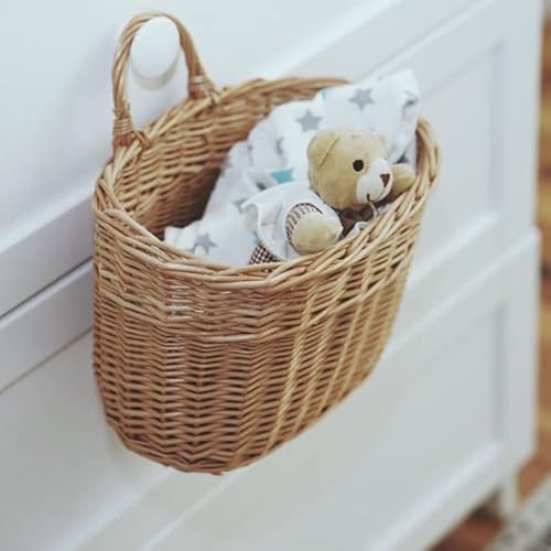 Wandkorb aus Weide geflochte Wandweidenkorb Korb für Kinderzimmer Hängekorb Aufbewahrungskörbe dekorativer Hängekörbchen Natürliche Wanddekoration Cover