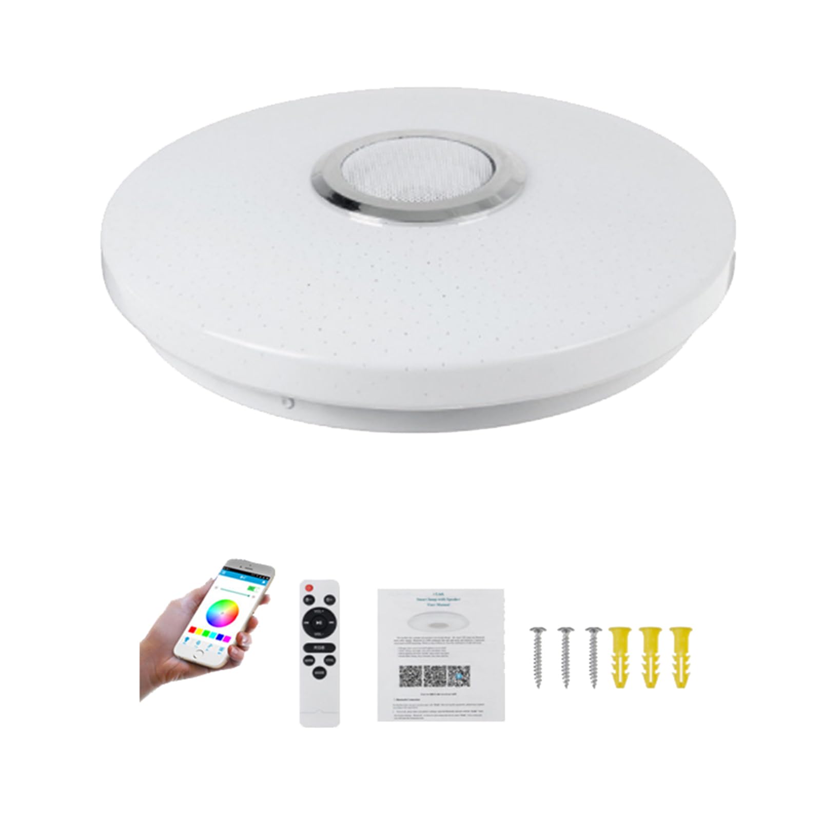 36W Lámpara RGB Lámpara De Techo LED Regulable Que Cambia Color Control Remoto Por Aplicación, Altavoz Bluetooth Lámparas De Música Para Dormitorio Sala De Estar