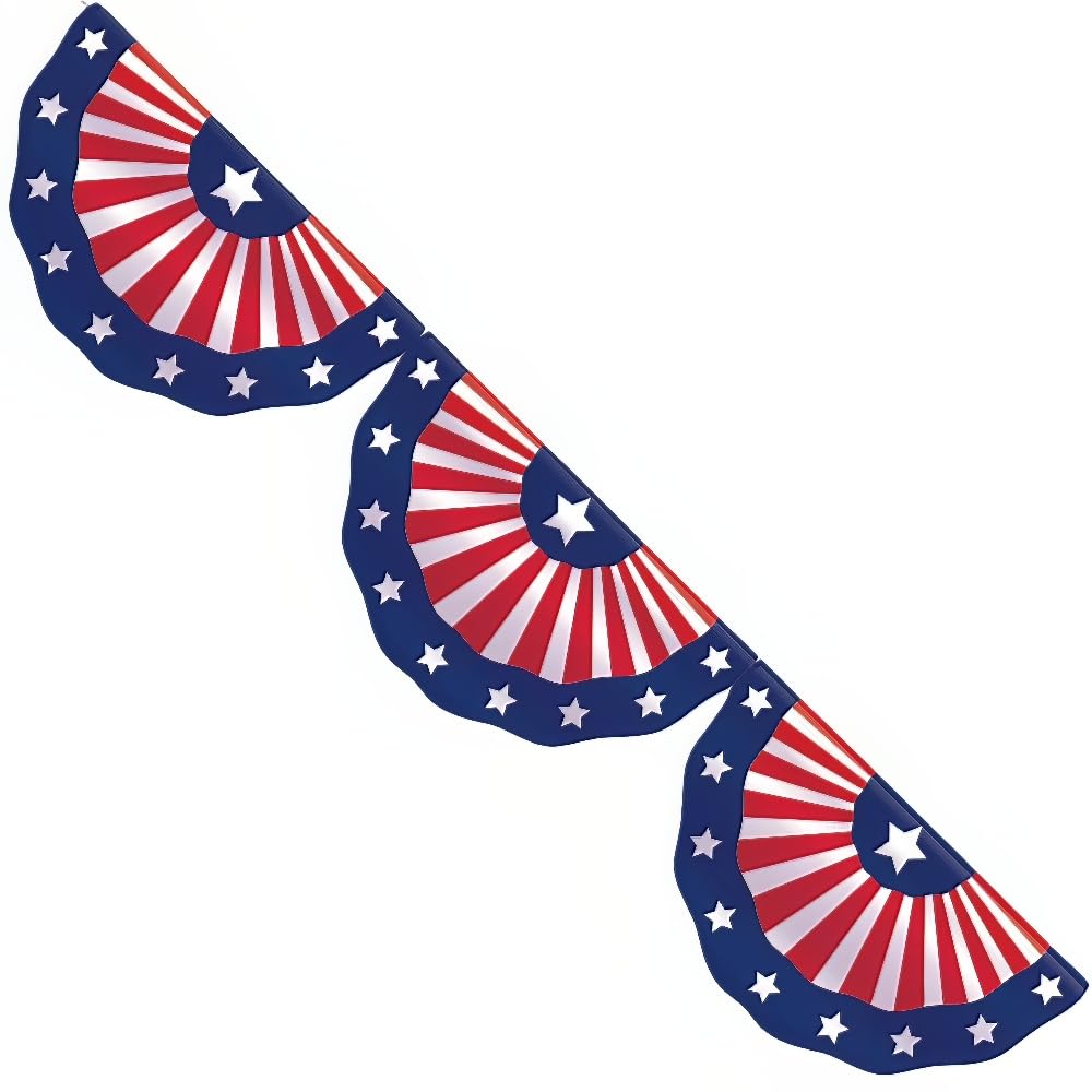 Guirlande de fanions tricolores 3m40 en polyester pour décoration de fête patriotique