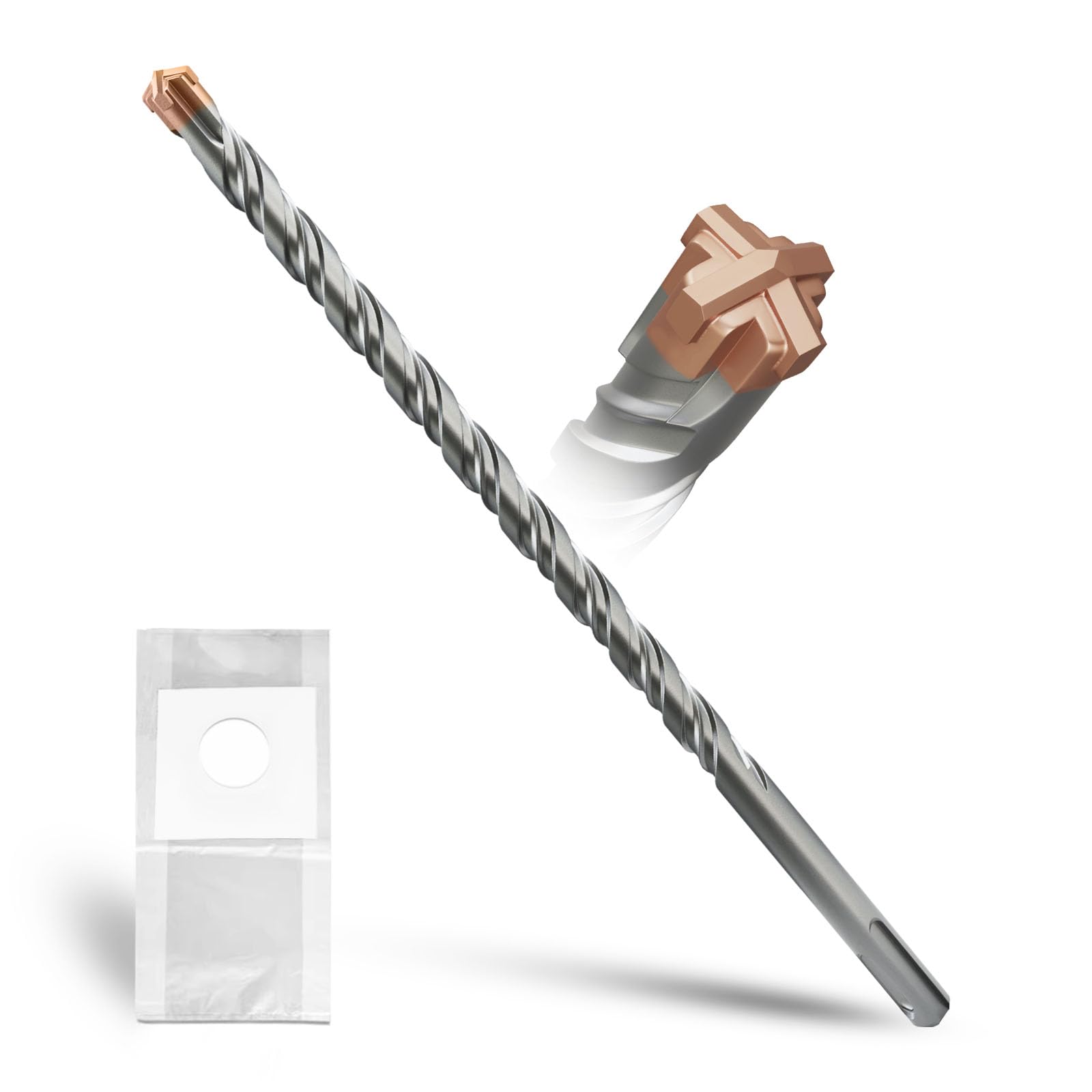 METOTY SDS Plus Hammer Drill Bit 12mm×260mm, with 4 Carbide Cutting Edges, Head with Coating, Masonry Drill, Hammer Drill