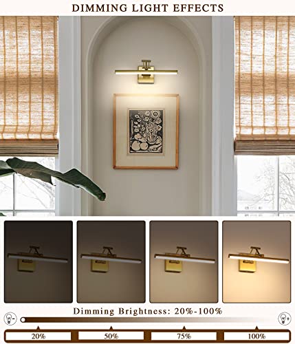 Joossnwell Led Picture Lights For Paintings Dimmable 15.5" Inch Long Hard-Wired Picture Frame Lights Brass Gallery Wall Light With Adjustable Swing Arm Art Display Lamps 7W 3000K Warm White #TOP2