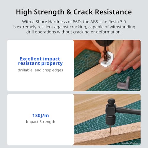 Image of ANYCUBIC ABS-Like Resin 3.0, 3D Printer Resin with Enhanced Strength and Toughness, High Precision and Minimal Shrinkage, Wide Compatibility for All LCD Resin 3D Printers (HD Grey, 4kg)