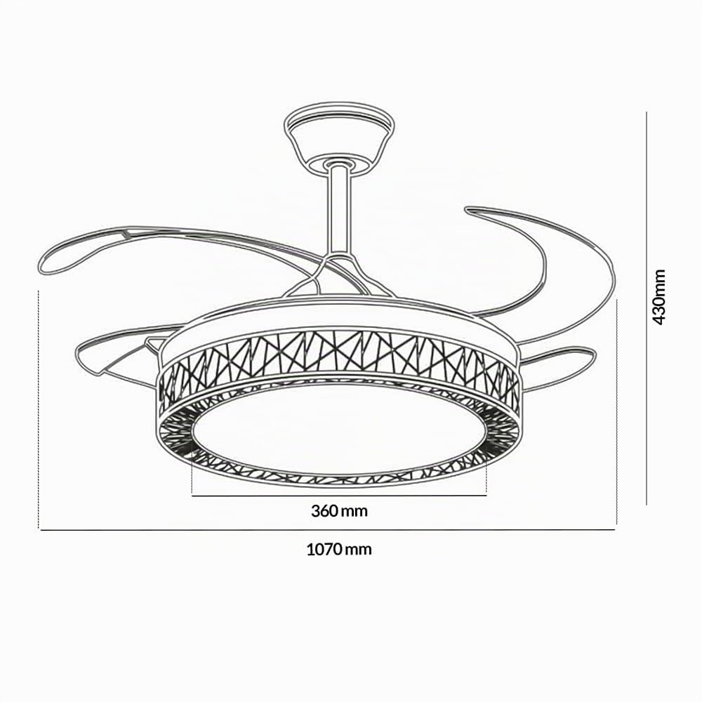 M mimotec - Ventilatore a Soffitto Led Bianco Aqua 66W con luce, telecomando, basso consumo energetico, motore DC 30W+Luce LED 36W, 6 velocità, silenzioso, 4 Pale sganciabili, estate-inverno, timer